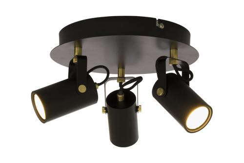Aneta Lighting CILINDRO takspot rondell, svart/ matt messing, 3x6W LED (7041661265899)