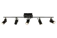 Aneta Lighting CILINDRO takspot 5-lys rekke, svart/ matt messing, 5x6W LED (7041661265905)