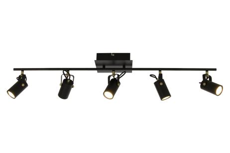 Aneta Lighting CILINDRO takspot 5-lys rekke, svart/ matt messing, 5x6W LED (7041661265905)