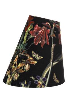 Aneta Lighting FUTURA skjerm, "Wild Garden" fløyel, svart/multi, Ø20cm, E27 ring