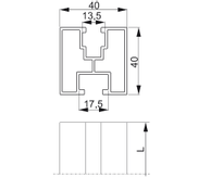 Baks Monteringsskinne 2100x40mm Alu (894621)