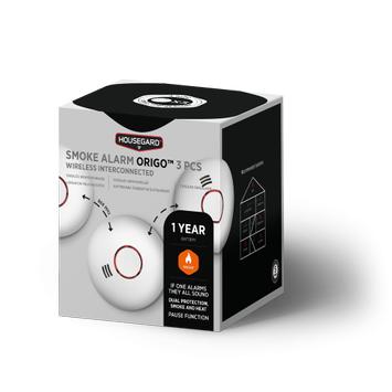 Housegard Origo Trådløs røykvarsler seriekoblet kombinerte røyk og varmealarm,  SA422WS, 3-pack (601177 $MRG)