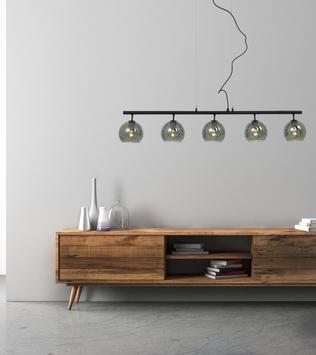 Aneta Lighting ATOM taklampe 5-lys rett, svart/ sotet,  5 x E14 (7041661274204)