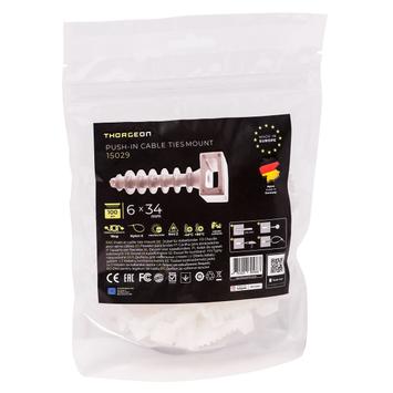 ThorgeOn Stripsfeste for mur ø6mm 100stk hvit