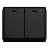 ELKO Dobbel stikkontakt sprutsikker innfelt RS16 sort (1530698)