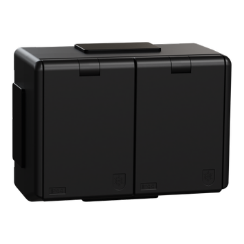 ELKO Dobbel stikkontakt sprutsikker påvegg RS16 sort (1530699)