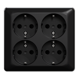 ELKO 4-veis stikkontakt påvegg RS16 sort (1511898)