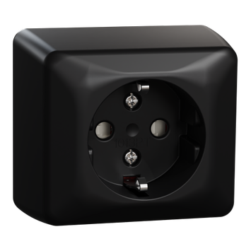 ELKO Enkel stikkontakt m/jord påvegg RS16 sort (1511599)