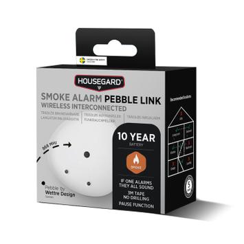 Housegard Pebble Link trådløs, seriekoblet røykvarsler inkl. 10-års batteri (601160)
