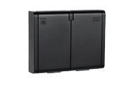 SG Stikkontakt innfelt Sort IP44 Dobbel m/j (1501514)