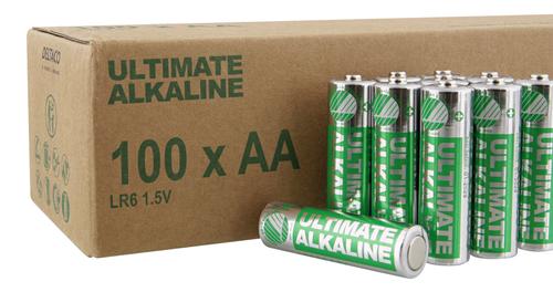Deltaco Ultimate Alkaline batteries,  LR6/AA size, 100-pack bulk (ULTB -LR6-100P)