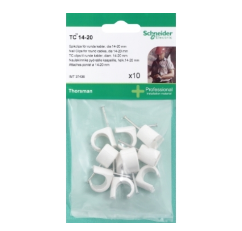 SCHNEIDER ELECTRIC Clips flad TC 5x8/25 mm hvid - (100 stk.)