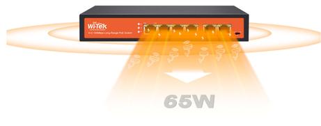Wi-Tek PoE+ Switch -  8 kanaler 802.3at - 30W pr port (max 120W) (WI-PS210)