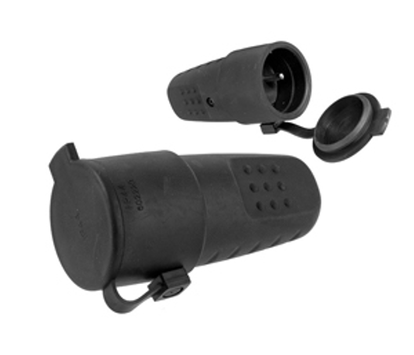 Pawbol Skjøtekontakt m/jord gummi 16A IP44 Sort (D3157SL)
