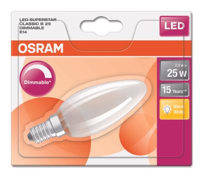 OSRAM LED-pære Superstar Classic 2,8W 2700K 250lm E14 Dimbar