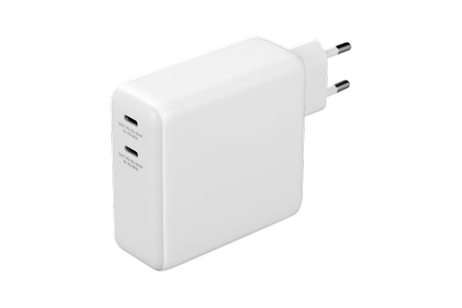 Deltaco USB-C-vegglader med innebygd powerbank og GaN-teknologi,  9600 mAh, hvit (PB-Q1004)