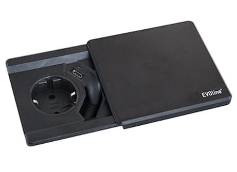 EVOline Square80 1xStikk 1xUSB-C Sort