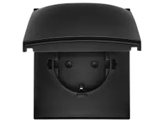 Simon Stikkontakt Enkel X4 IP44 påvegg 16A Sort