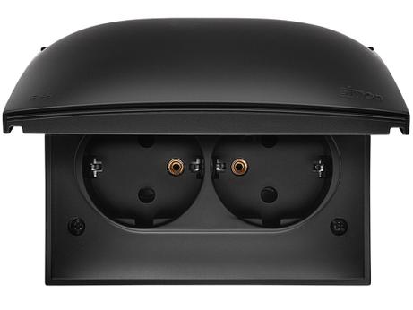 Simon Stikkontakt Dobbel X4 IP44 påvegg 16A Sort