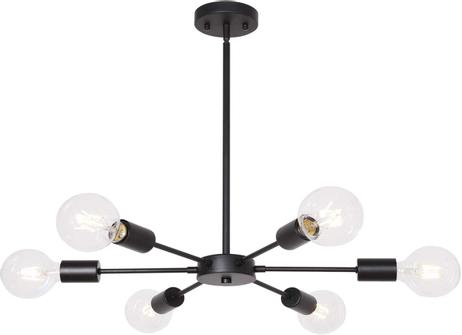 Børscompagniet Lampe Satelitt 6-arm Metall Sort 56x30cm (117274)