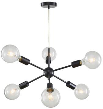 Børscompagniet Lampe Satelitt 6-arm Metall Sort 56x30cm