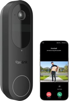 Reolink smart ringeklokke med kamera svart, batteridrevet,  4MP oppløsning,  persondeteksjon (RL-Video-Doorbell-Batt-BK)