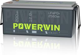 Powerwin BT200 12.8V 200Ah LiFePO4 litiumbatteri (med blåtann) for båt, hytte, campingvogn og bobil (forbruk)