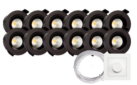 Tundra Candela Downlightpakke 12pk Warmdim IP44 Matt Sort