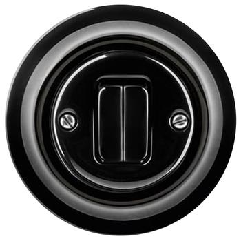 ABB Decento Porselen Bryter 6+6 FMHS Sort (1415533)