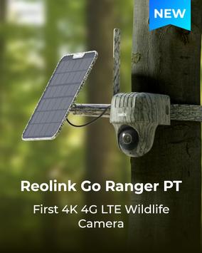 Reolink GO Ranger PT (G450) viltkamera 4G-kamera,  4K 8MP Ultra-HD AI GPS med Pan & Tilt - inkludert 6W solcellepanel (Go-Ranger-PT)