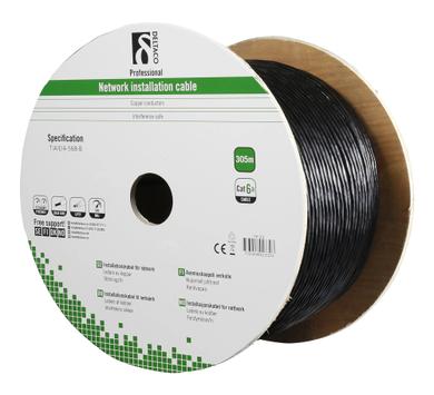 Deltaco S/FTP Cat6a installasjonskabel utendørs 305m (7333048013323)