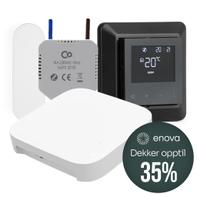 Futurehome Enova pakke varmekabler og varmtvannsbereder sort