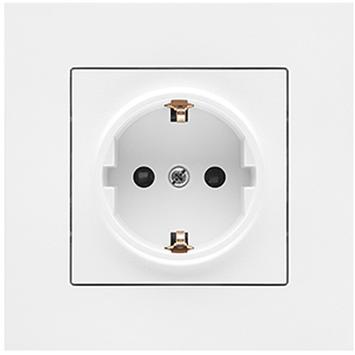 Simon S55 Enkel Stikkontakt innfelt m/j skrutilk. Hvit