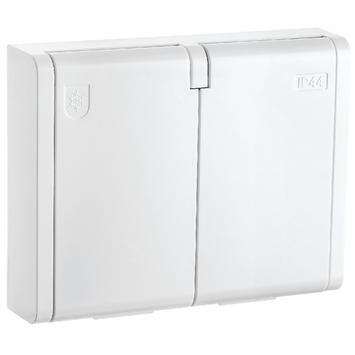 SG Stikkontakt innfelt Hvit IP44 Dobbel m/j