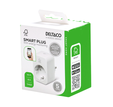 Deltaco Smartplugg med energi overvåking,  WiFi (SH-P01E16)