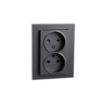 SG Stikkontakt IF Dobbel Rehab u/jord Sort