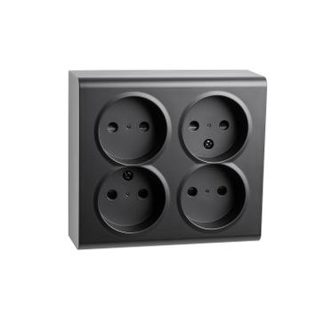 SG Stikkontakt Påvegg 4-veis u/j Sort