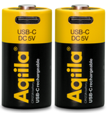 Aqiila USB-C Rechargeable Battery, Size CR123A, 750 mAh (2-pack) (406095)
