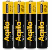 Aqiila USB-C Rechargeable Battery, Size AAA, 600 mAh, 1.5V (4-pack) (406094)