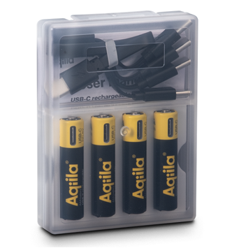 Aqiila USB-C Rechargeable Battery, Size AAA, 600 mAh, 1.5V (4-pack) (406094)