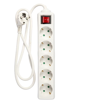 Nordic Quality Skjøteledning 5 veis, med jording og bryter