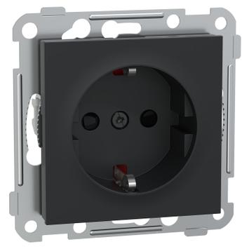 ELKO Enkel stikkontakt RS/Plus m/jord og hurtigklemme Sort
