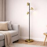 Aneta Lighting SYLINDER golvlampe 3-lys, svart/ messing,  3 x 5W LED (7041661261976)