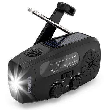 STREETZ S80 Sveiveradio, solcellepanel, lys