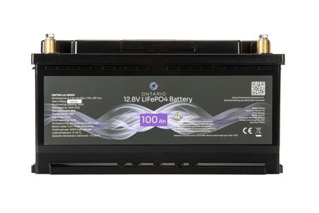 Ontario L4 fritidsbatteri 12.8V 100Ah LifePO4 354x175x188mm
