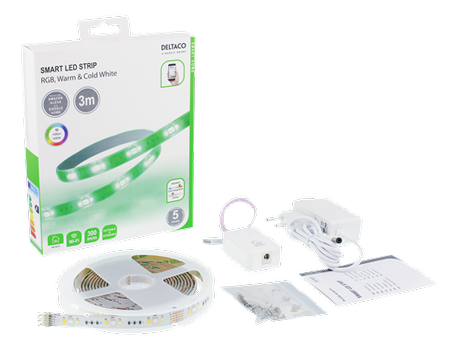 DELTACO Smart Home RGB LED Strip, 2700K-6500K,  3m., WiFi (SH-LS3M)