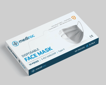 Mediroc Mundbind / Face Mask - Type II - Hvid - 10 stk (3PLYMASK)
