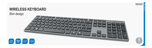 DELTACO Trådløst Slim Office Tastatur - low-profile - aluminum - nordisk (TB-802)