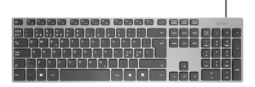 DELTACO Slim Office Tastatur - low-profile - aluminum - nordisk (TB-801)
