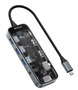 DELTACO Transparent USB-C docking station, dual, 2x HDMI, 3x USB-A